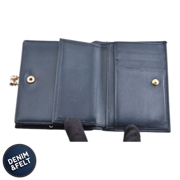 Burberry Navy Blue Plaid Leather Nova Check Clasp Bi-Fold Wallet 💙♥️ - Picture 8 of 10